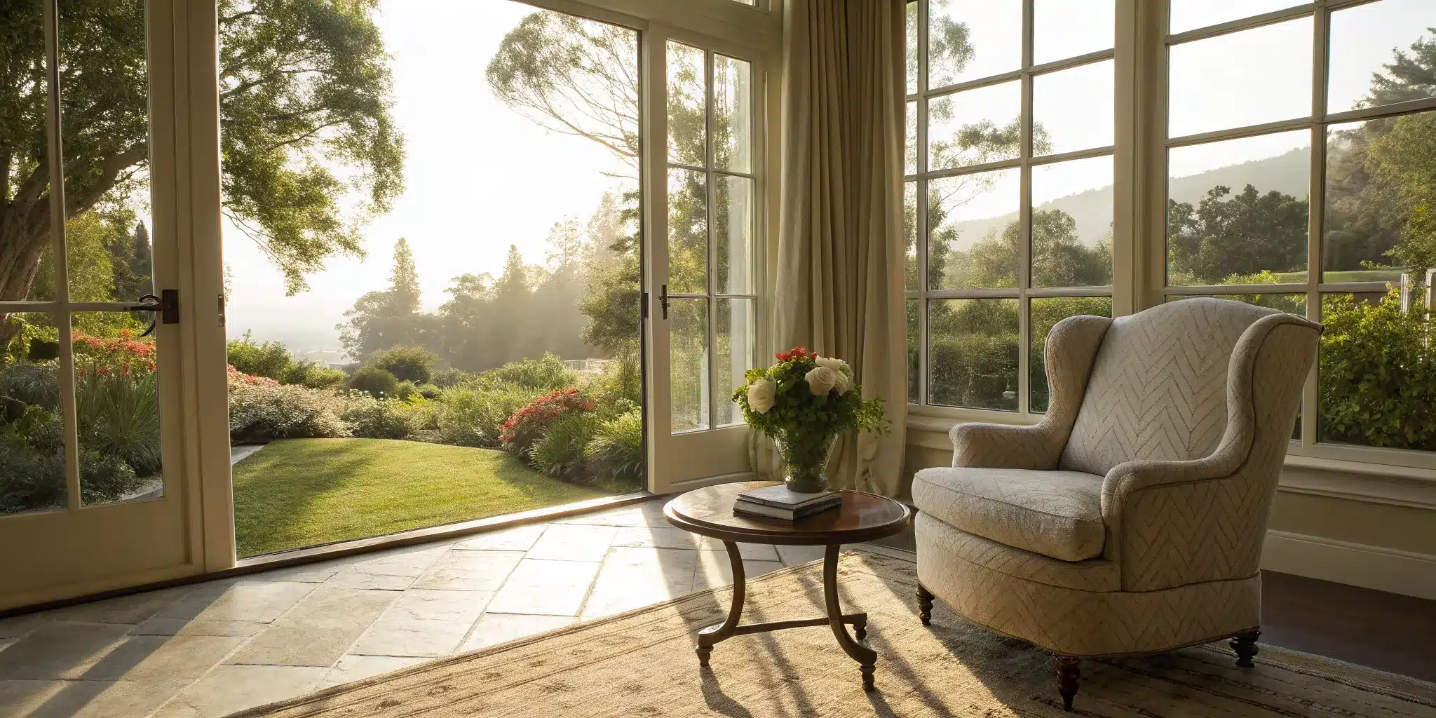 A calm living room in a home after settling an estate without probate.