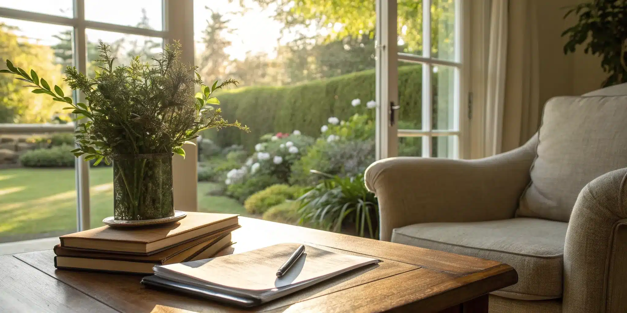 Family legal documents organized on a table for a probate lawyer.