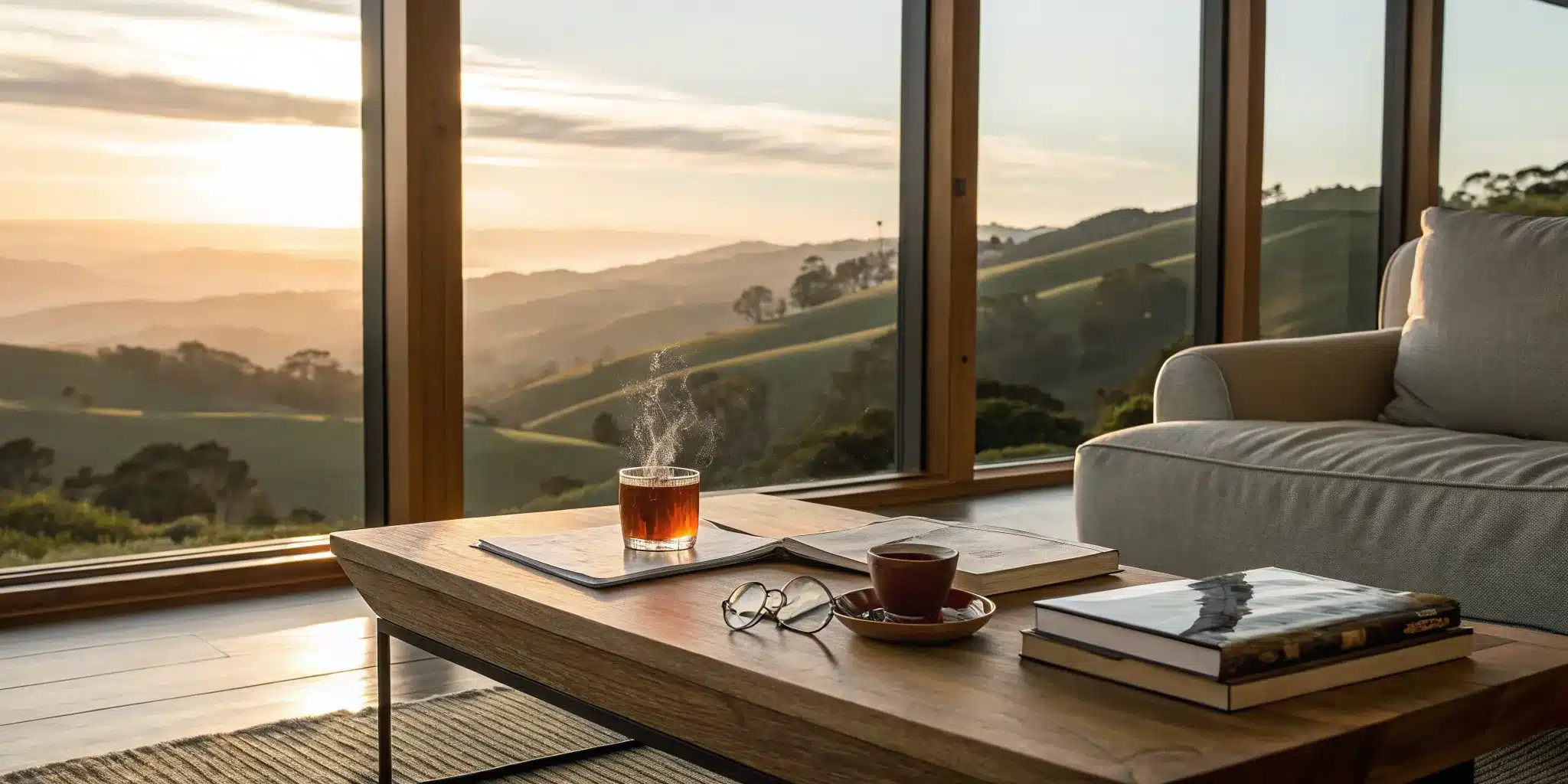 Inheritance trust and tax documents on a living room table, ready for review.