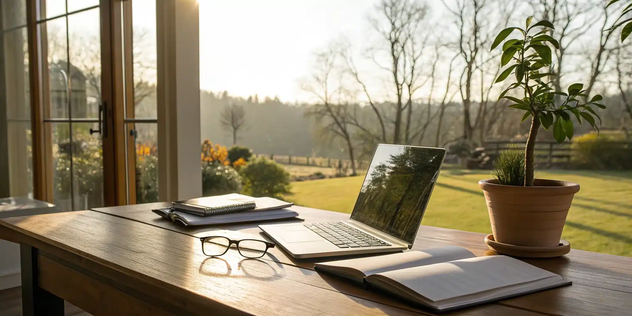 Laptop and notebook on a desk for planning a living trust with a Riverside, CA attorney.