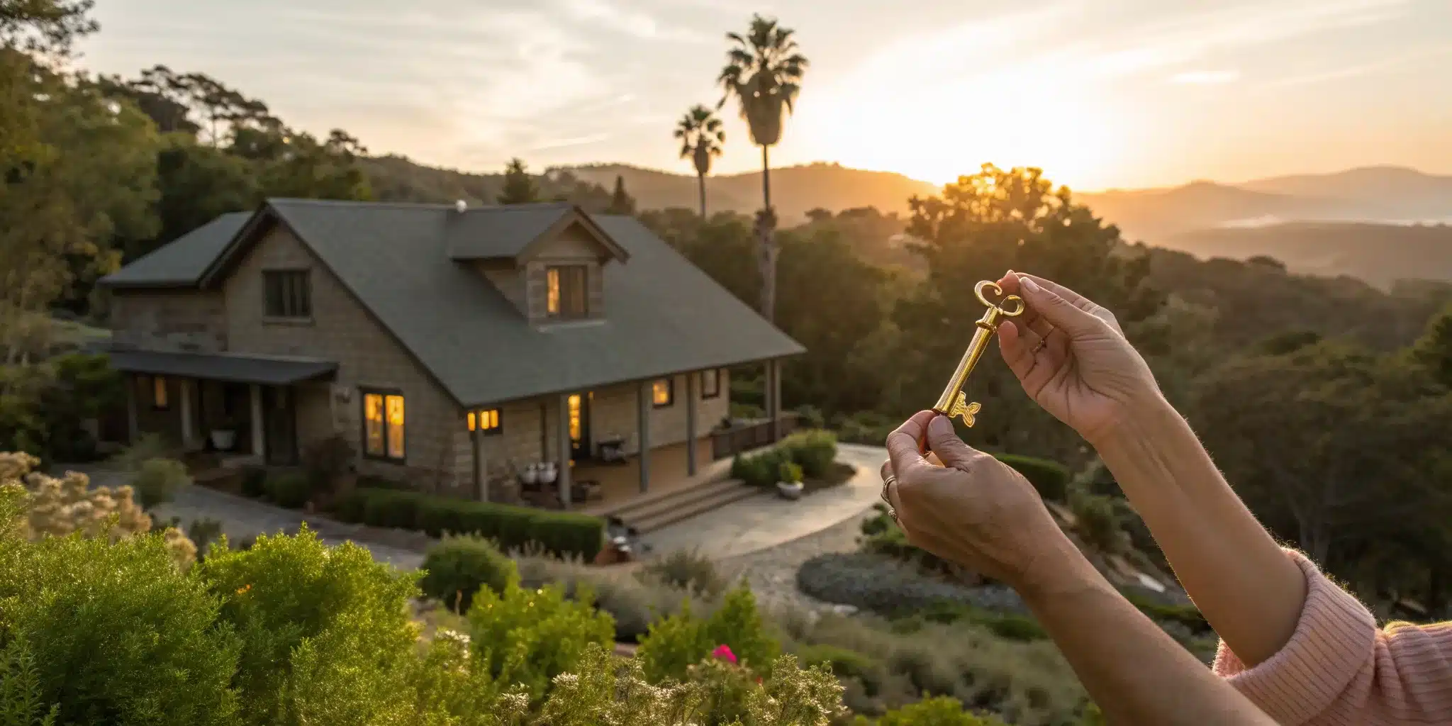 Hands holding a key to a home protected by a living trust from California attorneys.