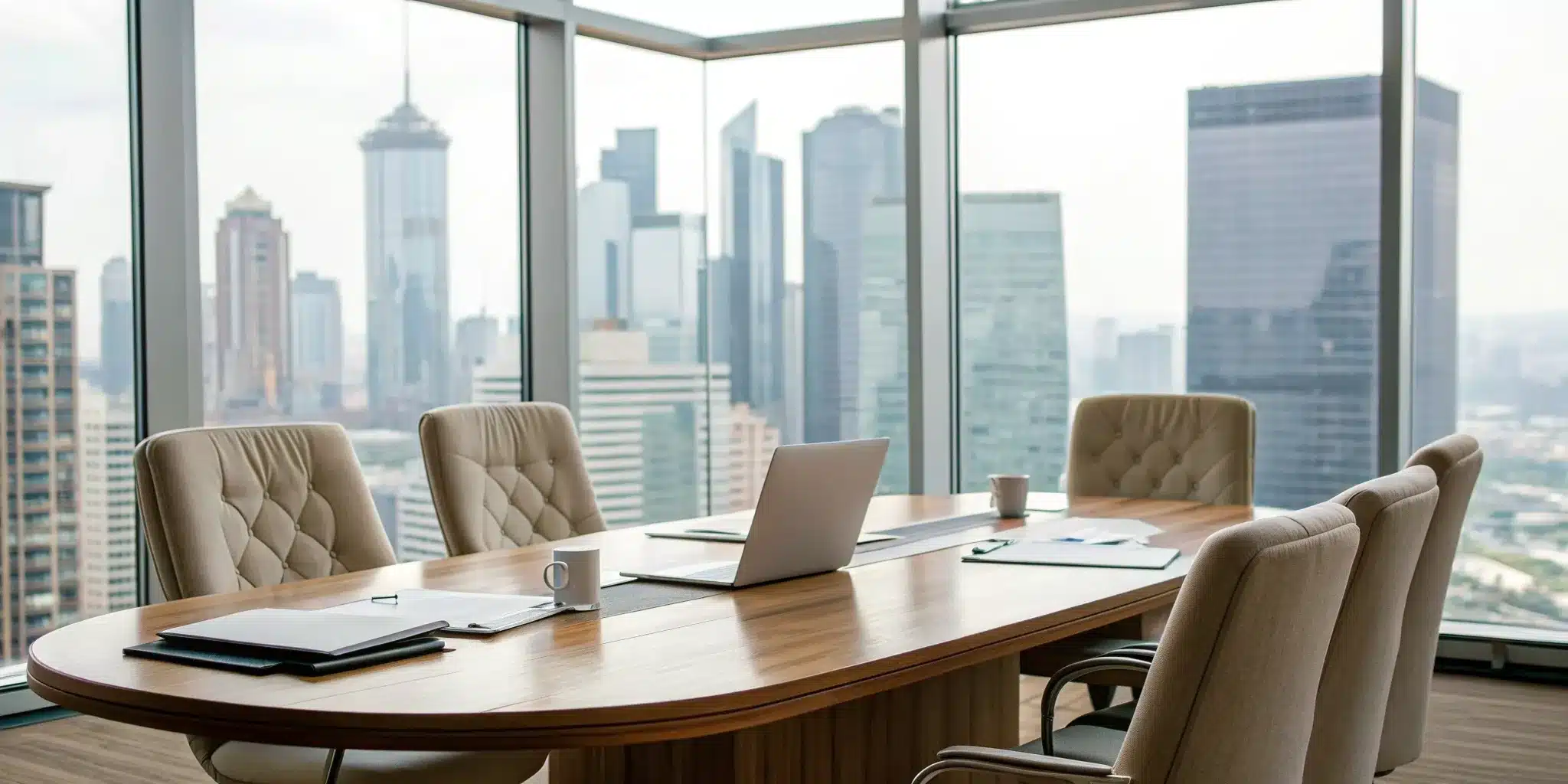 Meeting room prepared for creating a family business succession plan.