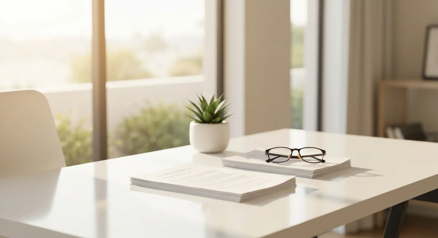 Estate planning workspace with advance healthcare directive documents ready for review