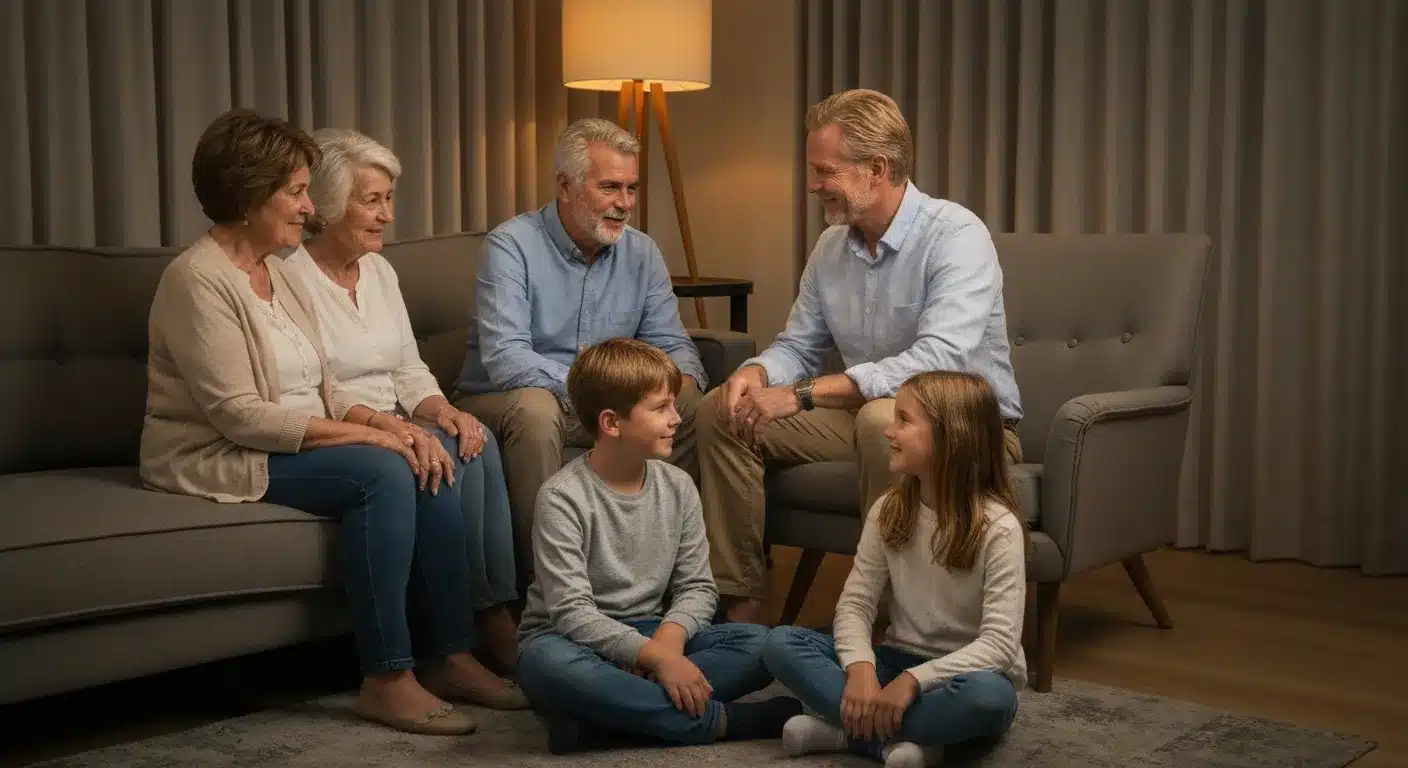 Multigenerational family representing inheritance and intestate succession in California