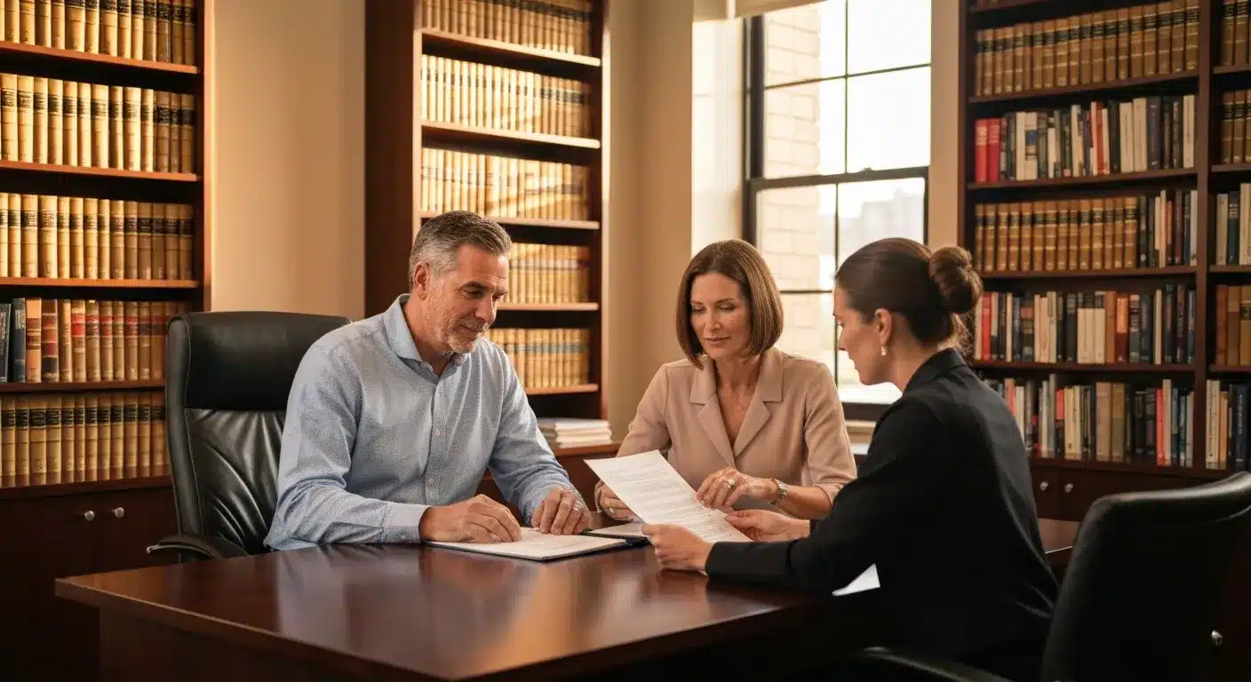 California married couple meeting with estate planning attorney to discuss community property rules