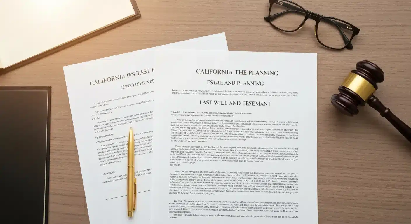 California estate planning documents including last will and testament