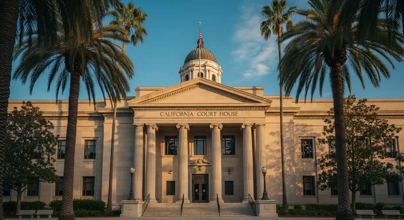 California courthouse representing community property law
