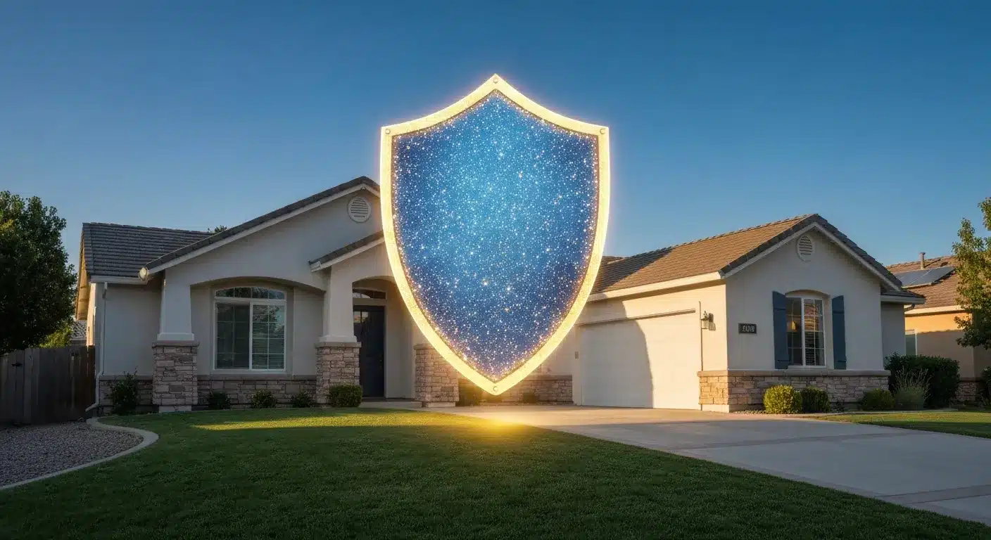 California home protected from probate with shield symbolizing estate planning protection