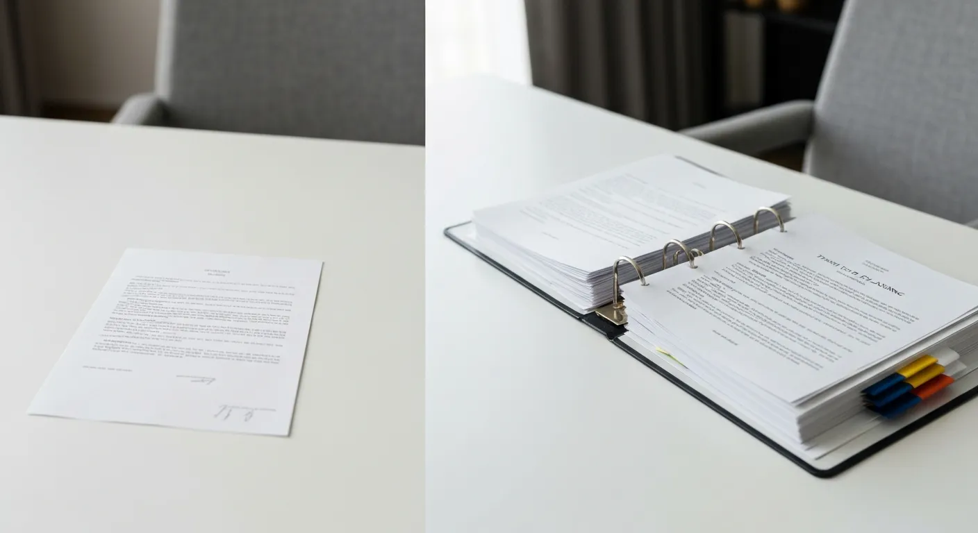 Comparison of a simple deed document versus a comprehensive living trust binder