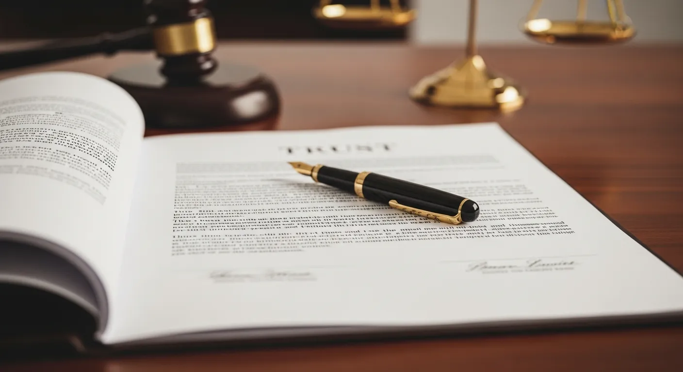 Trust document on desk in estate planning office