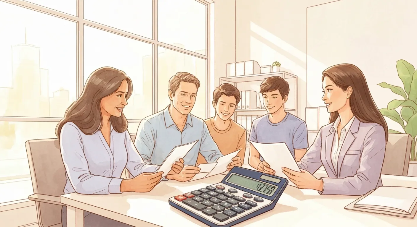 California family reviewing estate planning documents with financial advisor to avoid probate costs