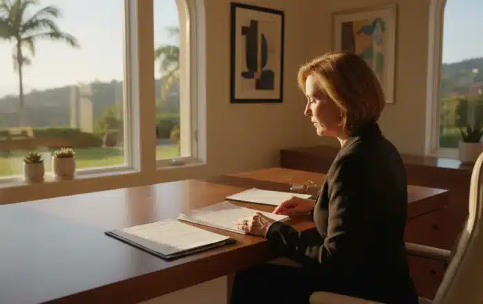 Homeowner organizing documents to fund a California living trust