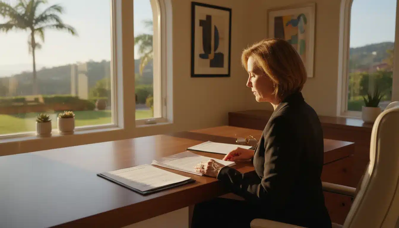 how-to-fund-a-living-trust-in-california-after-signing-464031 Homeowner organizing documents to fund a California living trust