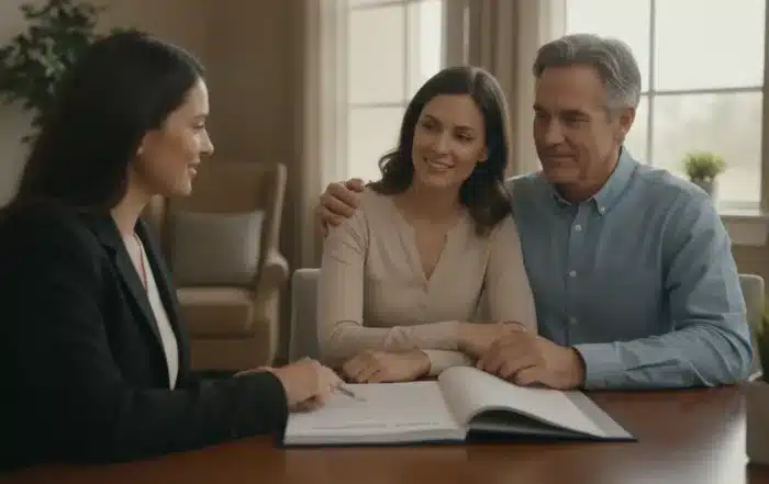 Family discussing estate planning for beneficiary with addiction