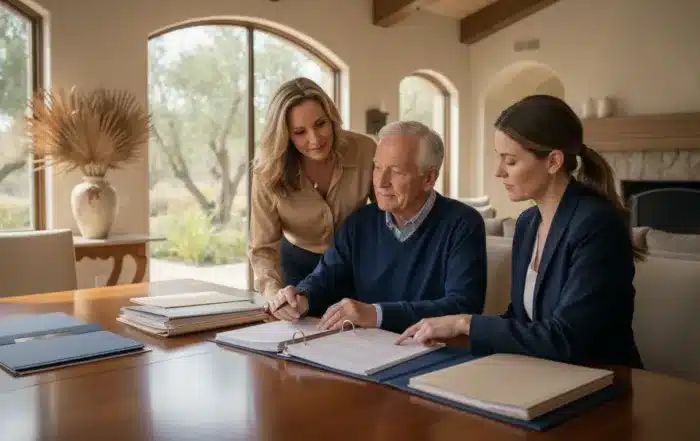 Family reviewing conservatorship cost in California planning documents