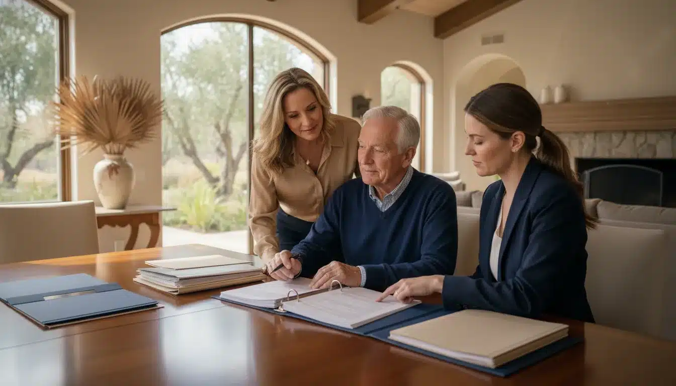 Family reviewing conservatorship cost in California planning documents