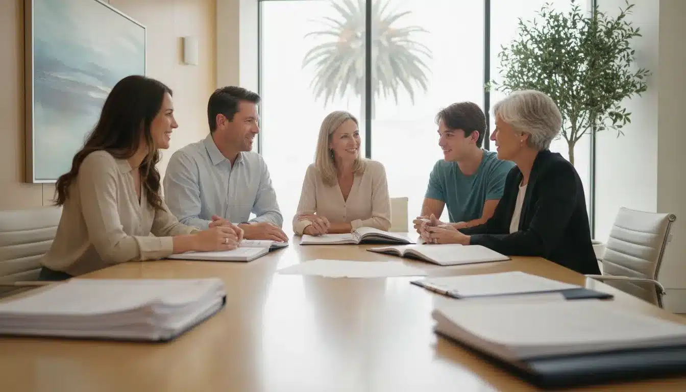 California family meeting with an estate planning attorney about trust administration