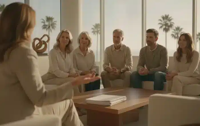 An estate-planning attorney meeting with a California family to discuss trust planning
