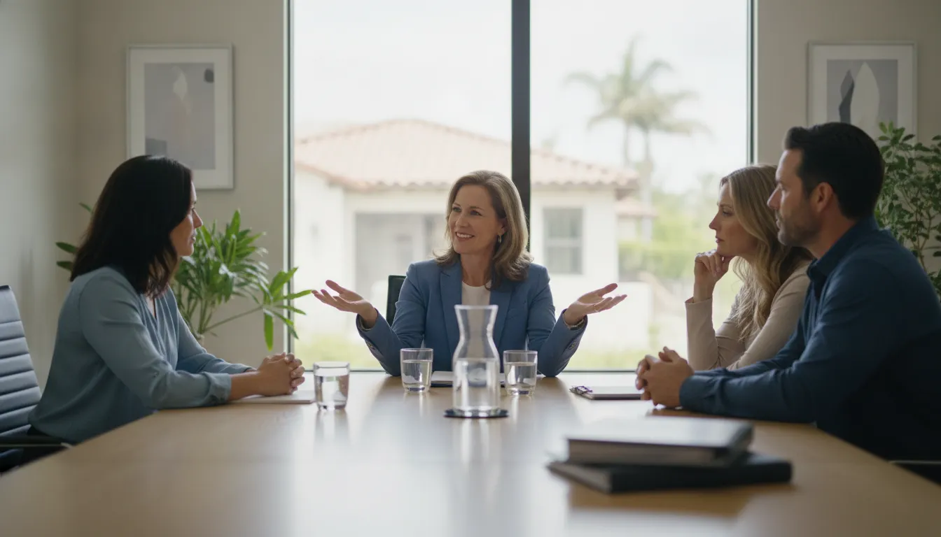 Family discussing how long a house can stay in a trust after death