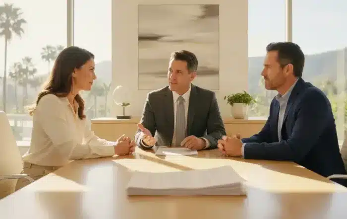 California beneficiaries discussing an inheritance dispute with an estate attorney