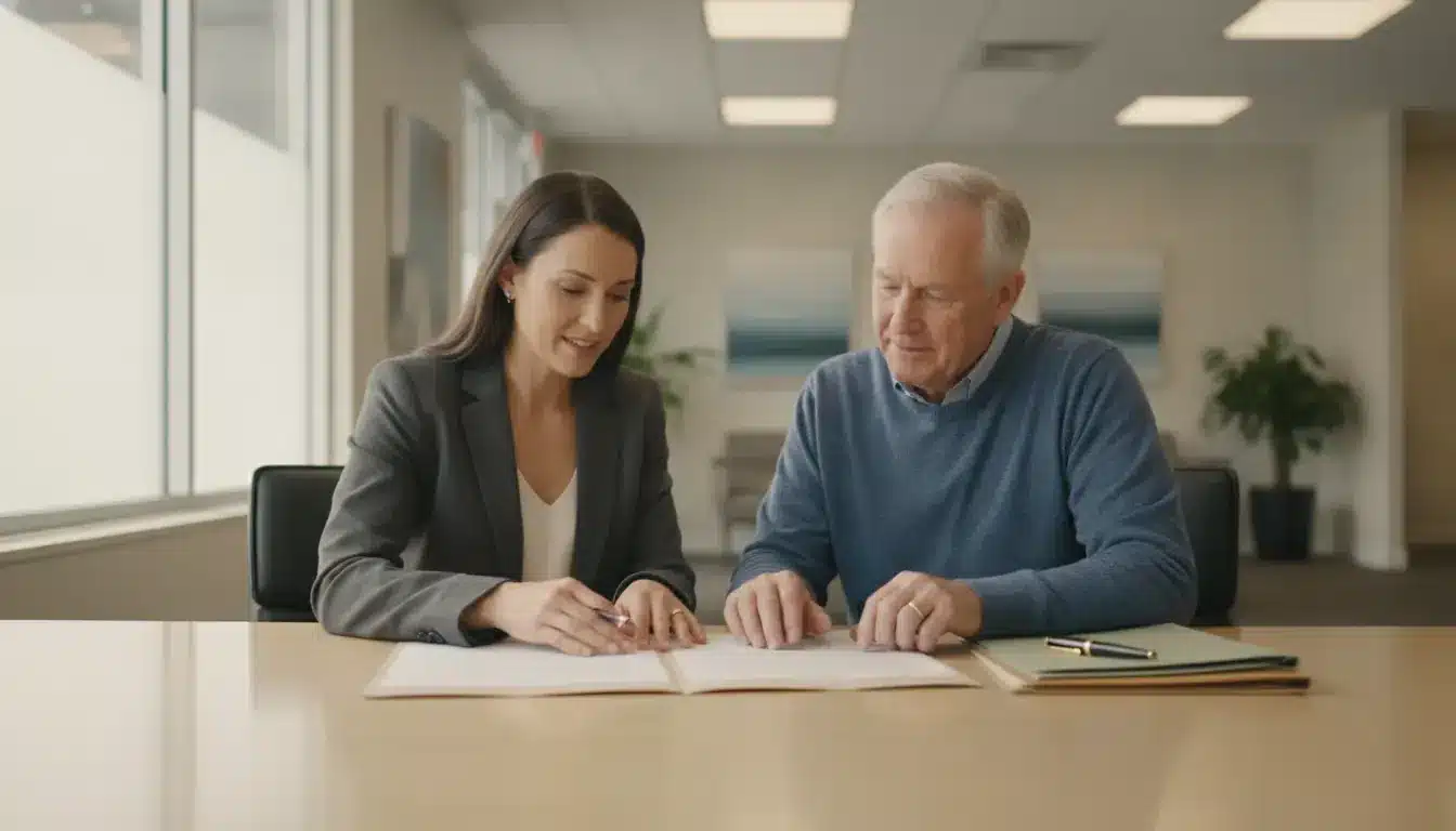California estate attorney reviewing trust documents with a client