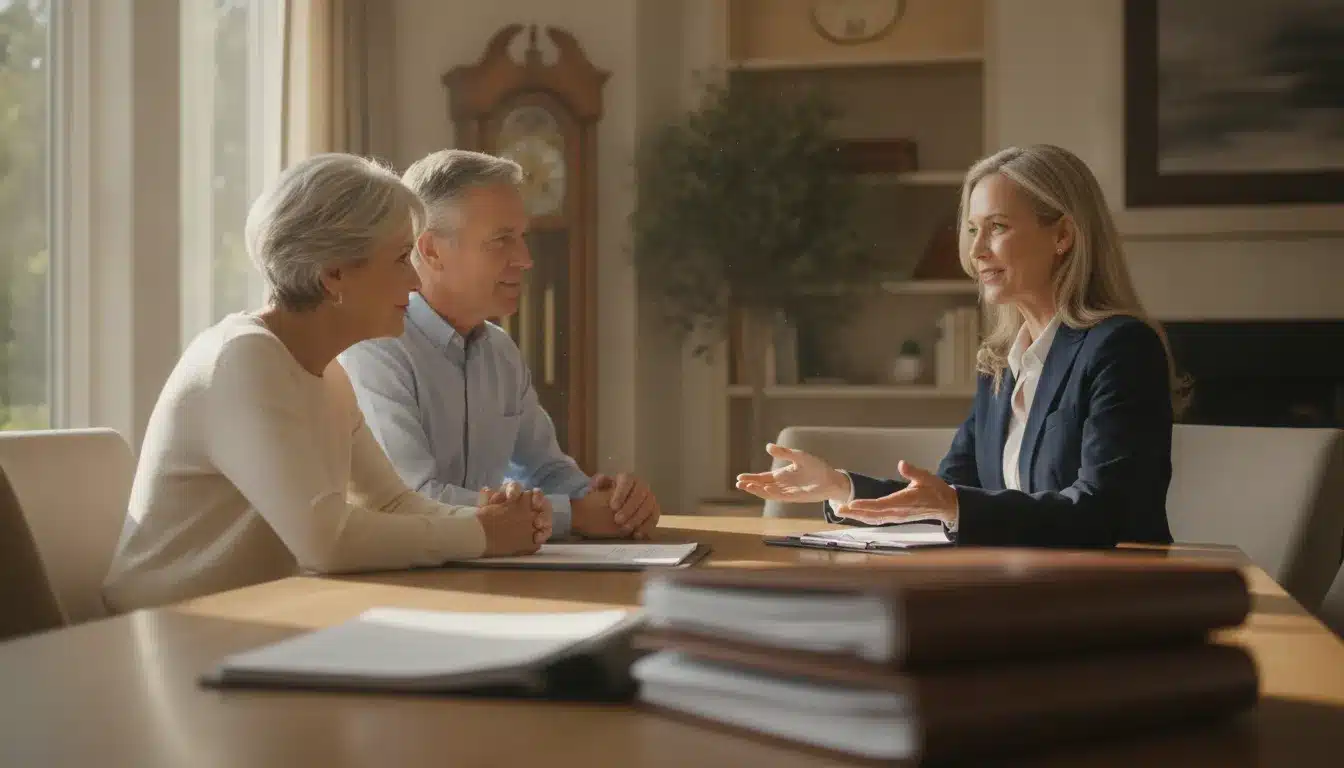 California couple discussing a successor trustee plan with an estate planning attorney