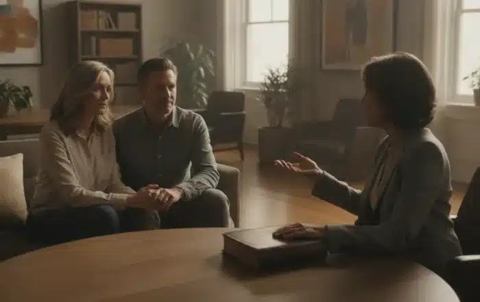 California family discussing a trust concern with an estate planning attorney
