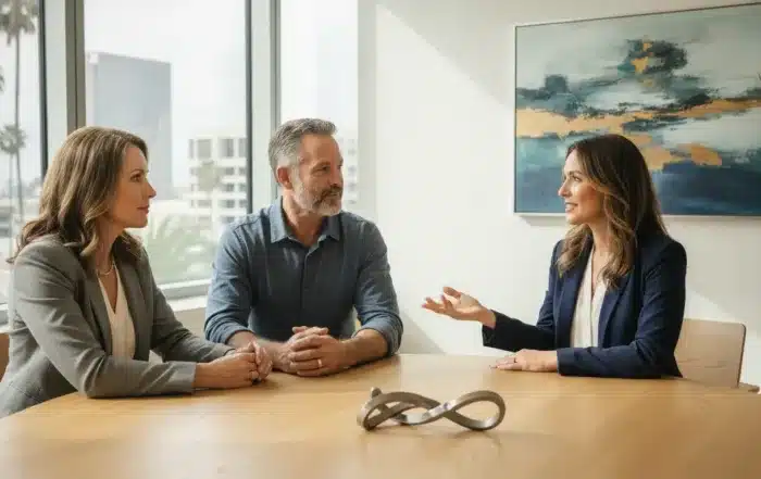 California business owners discussing succession planning with a lawyer