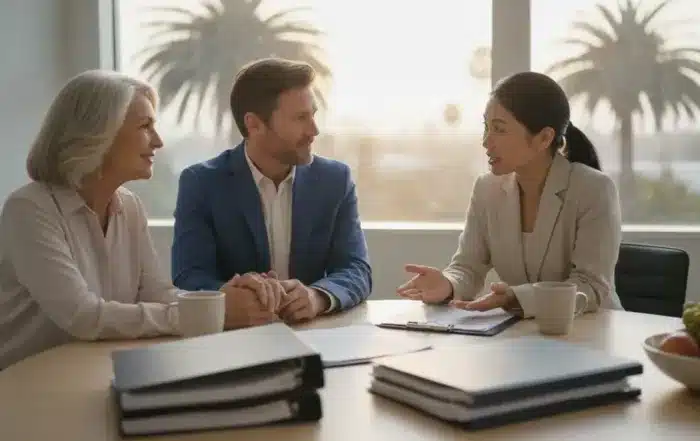 California family meeting with an estate planning attorney about trustee responsibilities