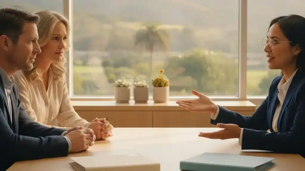 California family discussing executor and trustee authority with an estate attorney