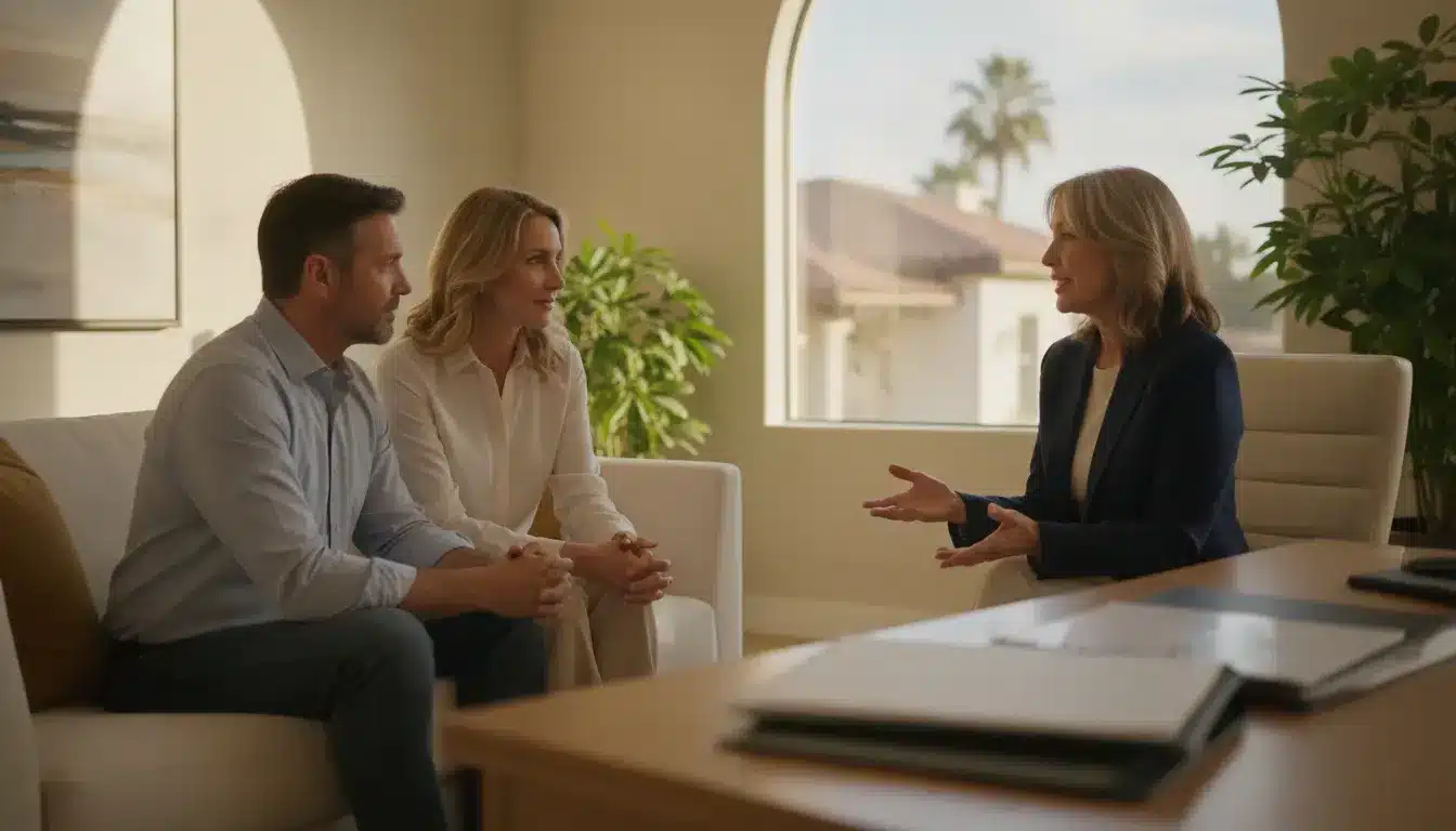 who-owns-the-property-in-a-trust-california-guide-385074 Family discussing who owns property in a California trust with an estate attorney