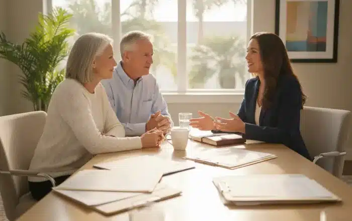 California family discussing irrevocable trust planning with an estate attorney