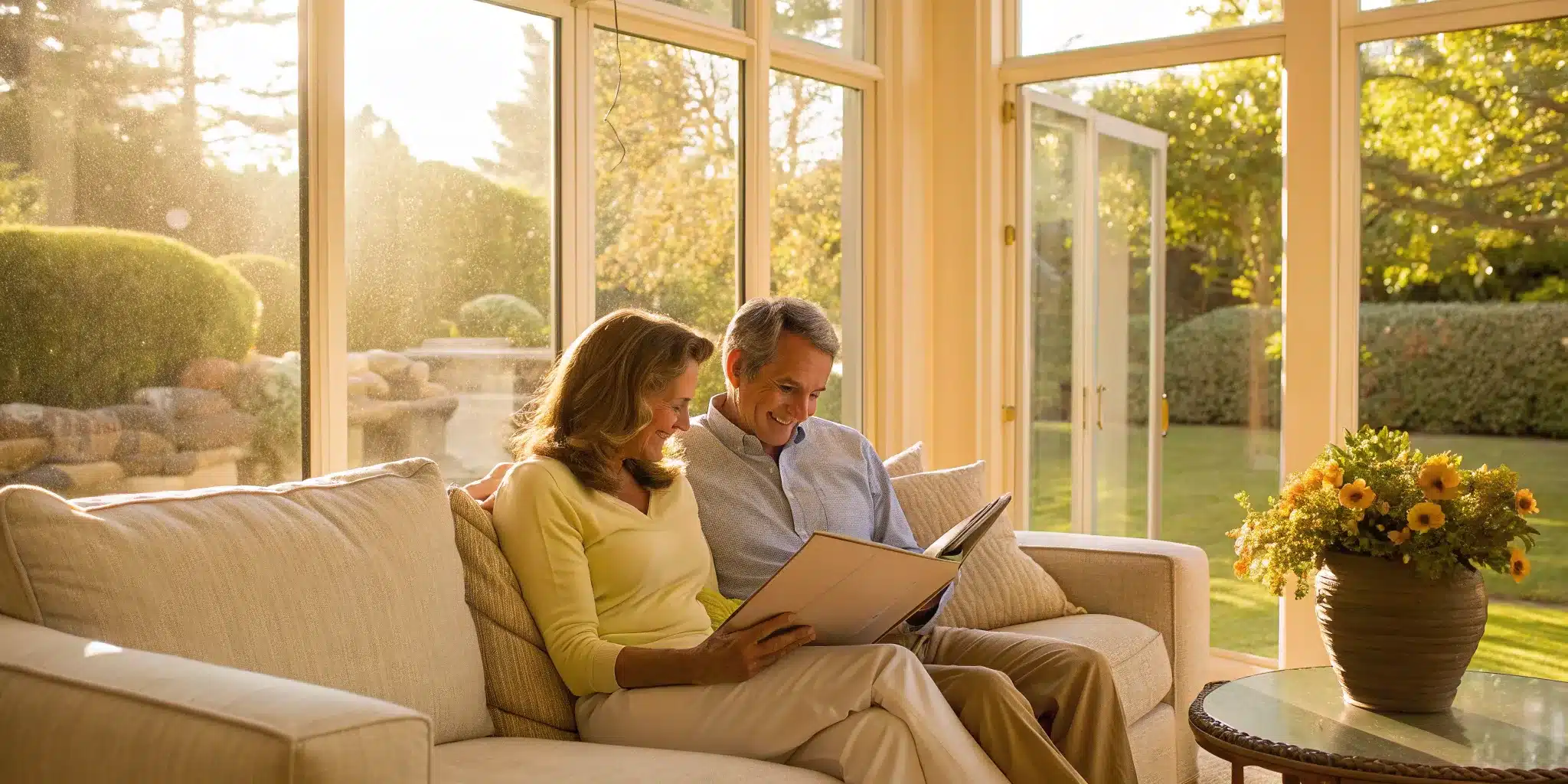 Couple on a sofa learning how to create a special needs trust.