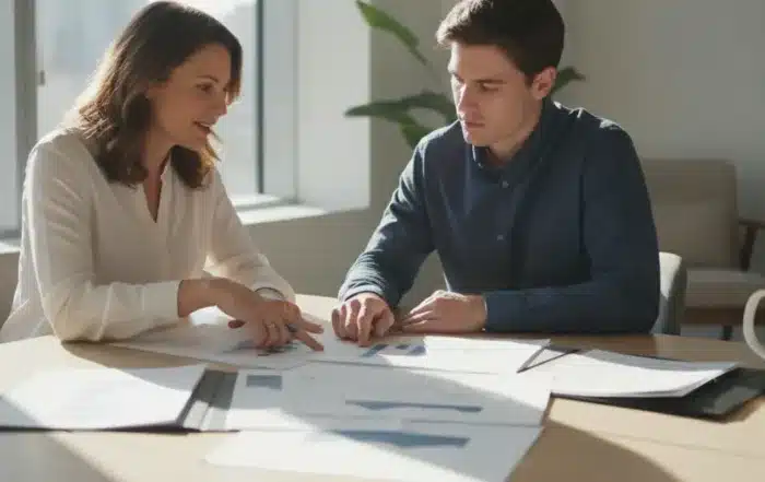 California business owners reviewing a succession plan with an adviser